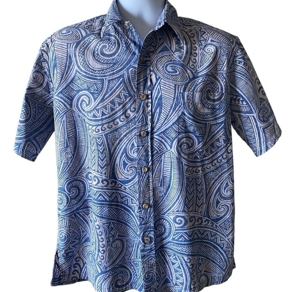 COOKE STREET Blue & Beige Aloha Hawaiian Shirt Men S Small - Picture 1 of 6